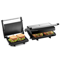 Grille de cuisson double face Anwell antiadhésive, plaque de cuisson pour sandwichs 2 tranches, presse à panini avec plateau d'égouttement amovible