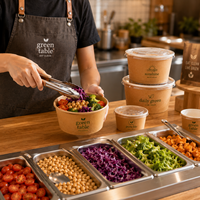 Bol à salade en carton personnalisé avec couvercle, expert OEM/ODM, pour chaînes de buffets et de traiteurs, vente directe en gros