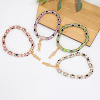 Corde élastique colorée réglable en alliage de cristal religieux mauvais œil san judas bracelet