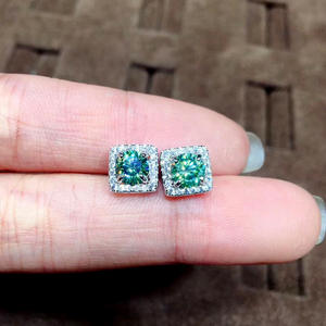 Pendientes de Esmeralda Cwod con Engaste de Garra, Piedra Verde Cuadrada, Aleación, Joyería Clásica de Moda para Mujer - Product Image 3