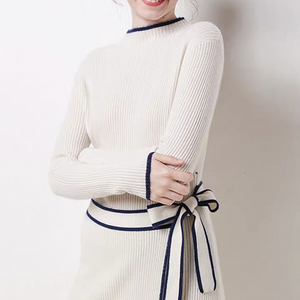 Nuovo Abito Maglione Lungo Invernale da Donna con Logo Frontale, Moda Casual <span class=keywords><strong>in</strong></span> <span class=keywords><strong>Lana</strong></span> Lavorata a Maglia - Product Image 3