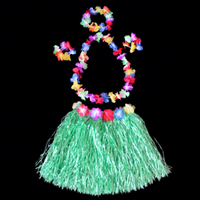 Ensemble de jupe en herbe plastique, costume de danse, couronne, performance hawaïenne, longueur 30 cm, pour Halloween, remise de diplôme, Noël