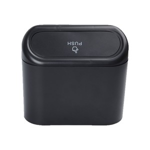 Cubo de basura plegable para coche, de plástico negro, montado en el respaldo del asiento, caja de almacenamiento portátil con tapa a presión para uso en el interior del coche. - Product Image 1