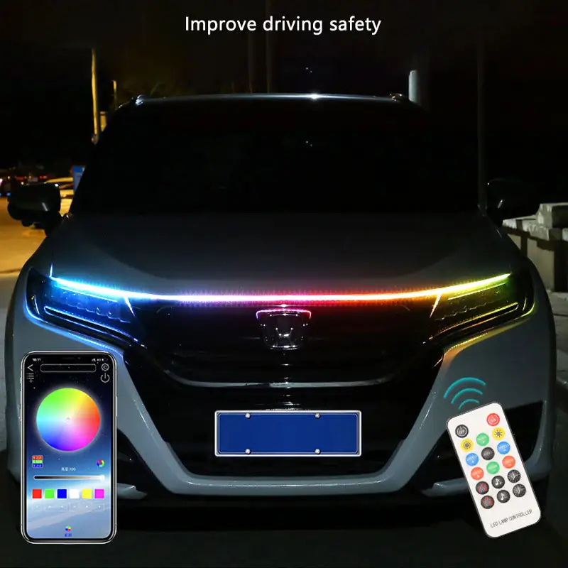 ขายส่งรถภายนอกเครื่องดูดควันแสง180เซนติเมตรนำแสงที่มีความยืดหยุ่นกันน้ำในเวลากลางวันทำงานรอบแสงที่มี RGB ควบคุม App