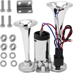 Klaxon à air double tube 600DB 12V avec compresseur en aluminium pour voiture, klaxon à tonalité haute pour mise à niveau et rénovation - Product Image 1