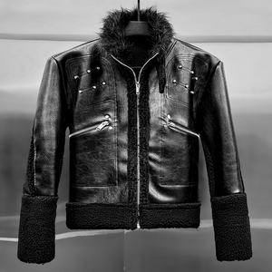 YSJY Produttore OEM Nuova Giacca <span class=keywords><strong>in</strong></span> Vera Pelle di Pecora Spessa con <span class=keywords><strong>Pelliccia</strong></span> <span class=keywords><strong>Ecologica</strong></span> Originale, <span class=keywords><strong>Cappotti</strong></span> e Giacche Caldi <span class=keywords><strong>in</strong></span> Vera Pelle di Pecora per Uomo - Product Image 1