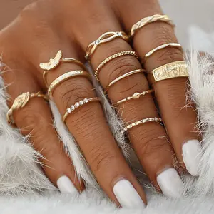 12 teil/satz Charme Gold Farbe Midi-Finger-Ring Set für Frauen Vintage Boho Knuckle Party Ringe Punk Schmuck (KR098)