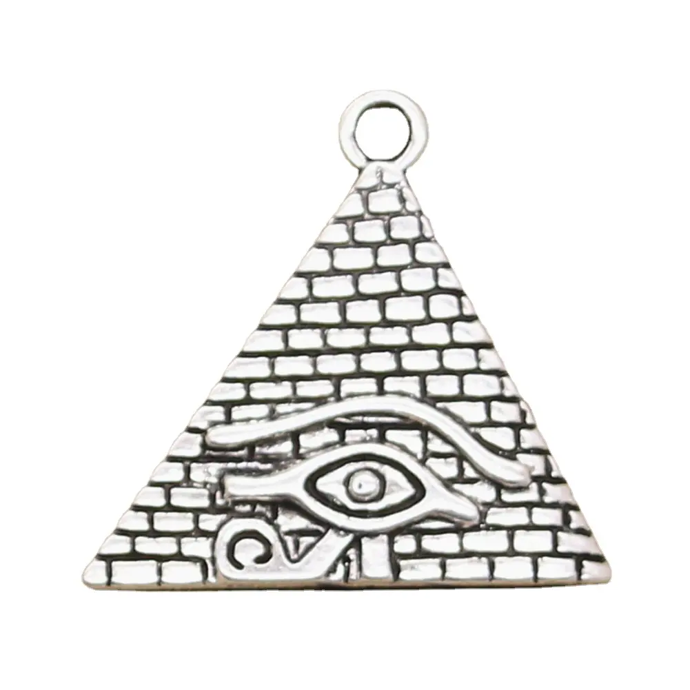 Ciondoli piramide egizia occhio di Horus 30x31mm fatto a mano in forma, Vintage tibetano ciondoli Color argento, fai da te per bracciale collana