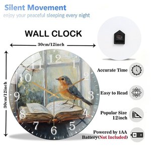 Horloge Murale Ronde Personnalisée en Verre 30x30cm avec Initiales Gravées, Mouvement Silencieux <span class=keywords><strong>à</strong></span> Aiguille des Secondes, Cadeau pour la Maison - Product Image 2