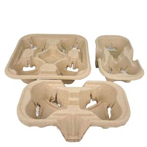 Wholesale Custom <b>Paper</b> Pulp 2/4 Tray Carrier Pulp Cup Holder Coffee Cup Hot Drink Cup Holder - Product Image 1