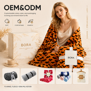 Wholesale Custom Orange <strong>Halloween</strong> Bat Flannel <strong>Throw</strong> <strong>Blanket</strong> 100% Polyester Knitted Four Seasons Modern ODM/OEM Service Available - Product Image 1