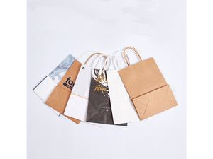 Sacs de courses en papier kraft recyclables en gros avec logo personnalisé pour l'emballage de cadeaux - Product Image 6