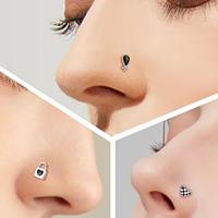 Cincin hidung, anti alergi 316L, bedah baja tahan karat, perhiasan tindik hidung perak bentuk L