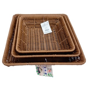 <b>Square</b> Plastic Storage <b>Basket</b> Imitation Rattan Woven For Snacks Bread Candy Household Use Multifunctional Neatening - Product Image 4
