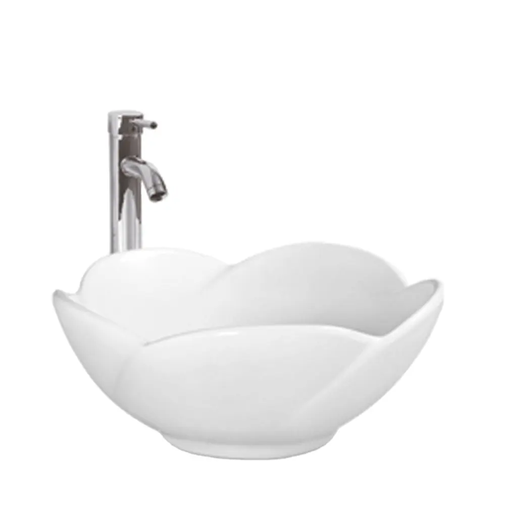 Lavabo de salle de bains en forme de fleur, 1 pièce, design moderne, vasque à poser sur support existant