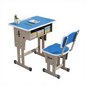 Ensemble de chaise et table d'étude ergonomiques et réglables en hauteur pour une personne, idéal pour les salles de classe et les étudiants - Product Image 2