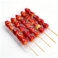Boîtes en plastique transparentes personnalisables, sûres pour les animaux de compagnie, jetables, recyclables, pour emballages alimentaires avec couvercles, pour sucettes glacées Tanghulu et brochettes de fruits