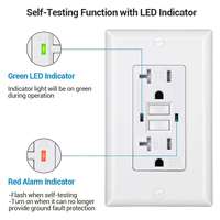 후안케 20A 125V GFCI 콤비네이션 스위치 콘센트, TR WR 내후성, CETLus 인증 5mA 접지 누전 차단기