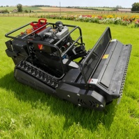 Mesin Pemotong Rumput Robot Tenaga Diesel 4-Tak Tipe Flail, Kendali Jarak Jauh, Kelas Industri, DIY, Self Propelled, Zero Rotation