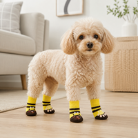 Chaussettes pour chiens et chats Mushafier, chaudes, imperméables, antidérapantes, en coton imprimé, double couche, semelle en caoutchouc, douces, respirantes, pour la marche en intérieur, soin des pattes