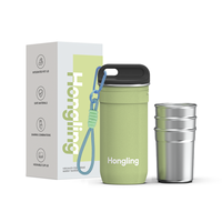 Ensemble de verres à shot Hong Ling NEW Style 2oz Adventure Nesting, 4 verres à shot en acier inoxydable avec étui de transport robuste en métal