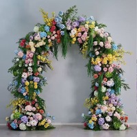 Arche de fleurs artificielles vertes de style européen en gros pour toile de fond de mariage, de Noël et de Nouvel An, décoration en soie pour scène