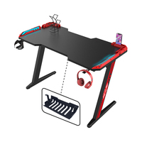 Moderne 120cm RGB lumière LED bureau de jeu en fibre de carbone bureau PC Table de jeu en bois noir PC Table d'ordinateur