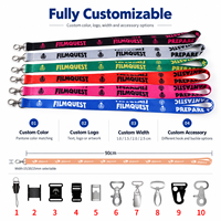 Lanière personnalisée en polyester couleur unie avec logo imprimé par transfert thermique, sangle de cou avec crochet métallique pour badge d'identification, promotion d'événements, vente en gros