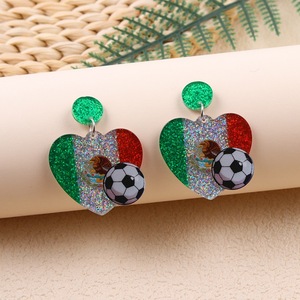 Pendientes con Bandera Nacional, Pendientes Colgantes <span class=keywords><strong>de</strong></span> Doble Cara, Chapados en Oro, para Bodas Patrióticas - Product Image 5