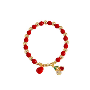 Fashion Charm <b>Bracelets</b> <b>Red</b> Gold Plated Fruit Heart Pendant Women's Jewelry Gift - Product Image 5