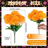 Bouquet de fleurs artificielles de marguerites orange en soie pour le Día de Muertos, le Jour des Morts, Halloween, les fêtes et les mariages