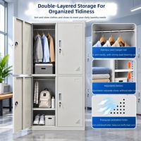 Armoire de rangement exclusive transfrontalière en acier, quatre portes, antistatique, ignifuge, pour dortoirs d'employés et bureaux, avec serrure