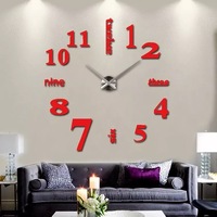 Novelty stiker dinding 3D tanpa bingkai, besar DIY jam dinding dekorasi rumah Quartz untuk ruang tamu jarum wajah tunggal