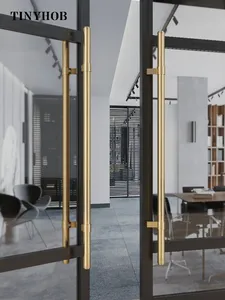 Tinyhob Modern Minimalist Glass <strong>Door</strong> Handle Stainless Steel Paired Solid Wood <strong>Black</strong> <strong>Door</strong> Handle / Heavy Duty Handle - Product Image 3
