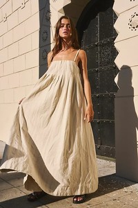 Colorful Women's Casual Daily Simple Strap Pleated <b>Long</b> <b>Skirt</b> Comfortable Loose <b>Summer</b> Dress Button Cotton Party Style Dress - Product Image 5
