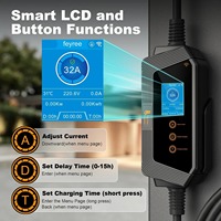 Cargador para Vehículos Eléctricos Feyree de 7 kW Tipo 1, 32A Ajustable, con Control Remoto por WiFi, Cargador EVSE Portátil