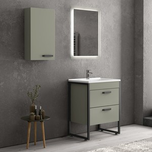 65cm bagno pavimento doppio lavabo specchio LED IKOS-65 Kamalu parete composizione armadietto - Product Image 1