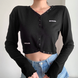 Mujeres de manga larga en blanco camiseta <span class=keywords><strong>mujer</strong></span> t camisa de algodón blanco top de cosecha t camisa - Product Image 4