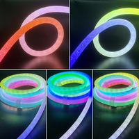 Ruban LED néon RGB 360 degrés 5V WS2812B, bande de pixels pleine couleur, tube en silicone flexible adressable IP67, dimmable, CRI élevé 70
