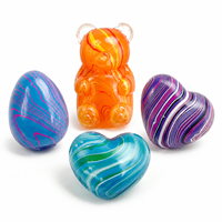 Jouets à presser transparents marbrés en forme de cœur, d'œuf et d'ours