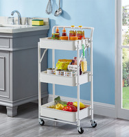 Chariot roulant métallique 3 niveaux, étroit, avec trous de drainage, roues pivotantes à 360°, organisateur de bureau multifonctionnel, étagère de rangement – Grande Vente