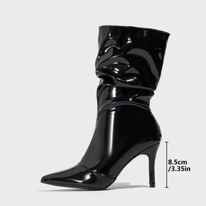 Bottes hautes mi-mollet 8,5 cm à talon aiguille pour femme – Nouvelle collection tendance - Product Image 5