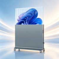 Écran OLED transparent interactif de 55 pouces avec fonction tactile, sur pied, pour présentations de bureau, ascenseurs et centres commerciaux numériques
