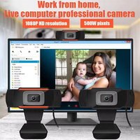 Kamera Webcam 1080P dengan Mikrofon Bawaan dan Klip Fleksibel yang Dapat Diputar untuk Laptop, Desktop, Pengajaran, Rapat, Permainan, Dll.