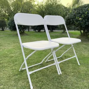 Silla plegable de alta calidad al por mayor, sillas Wimbledon de plástico para eventos de boda, silla plegable de resina blanca para jardín de eventos