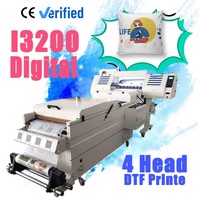 Impresora DTF de Alta Resolución de 60 cm, Impresora de Inyección de Tinta DTF I3200 de 24 Pulgadas con 4 Cabezales para Transferencia de Camisetas con Agitador de Polvo de Transferencia