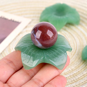 Nuevo Diseño, Bandeja de Flores de Aventurina Verde Tallada a Mano con Piedra Natural Curativa, Tallados de Cristal para Decoración - Product Image 2