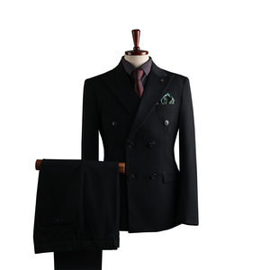 ชุดสูทธุรกิจผู้ชายทรงเข้ารูปแบบกระดุมสองแถว ดีไซน์หรูหรา ผ้าวอร์สเต็ด คุณสมบัติป้องกันการหดตัวและป้องกันรอยยับ - Product Image 4