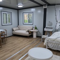 Maison conteneur prix usine 2-en-1 avec fenêtres à grille en aluminium à rupture de pont thermique et sol SPC préfabriqué