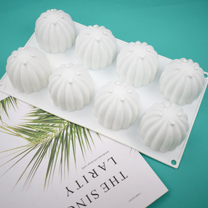 Moule à gâteau en mousse de cactus à 8 cavités, motif de boule rayée circulaire, moule en silicone de qualité alimentaire, appareils de cuisson au <span class=keywords><strong>chocolat</strong></span> B7-92 - Product Image 3